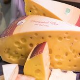 Meule de fromage à pâte pressée exposée lors d’un événement professionnel, mettant en lumière la croissance de cette catégorie sur le marché français.