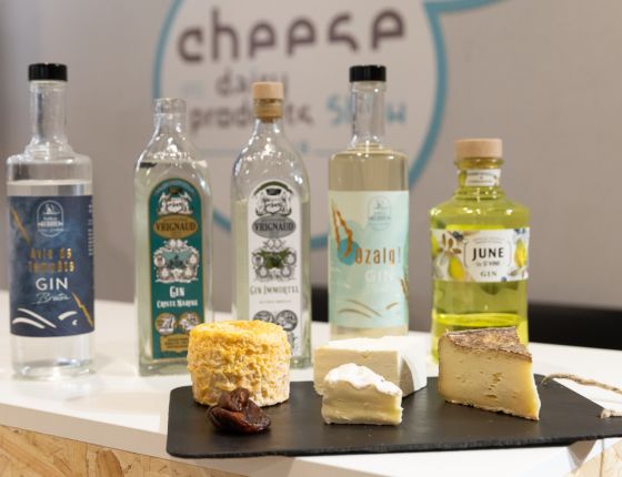 fromage et bouteille en verre 